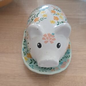 Adorable Flower Pig Butter Dish
